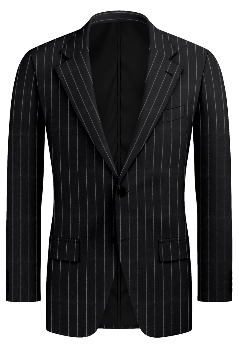 Image of a Black & Brown Flannel Stripes Merino Wool Blazers Fabric