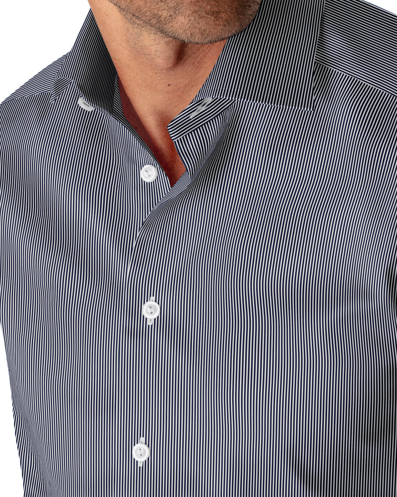 Image of a Black & White Twill Stripes Giza Cotton Shirting Fabric