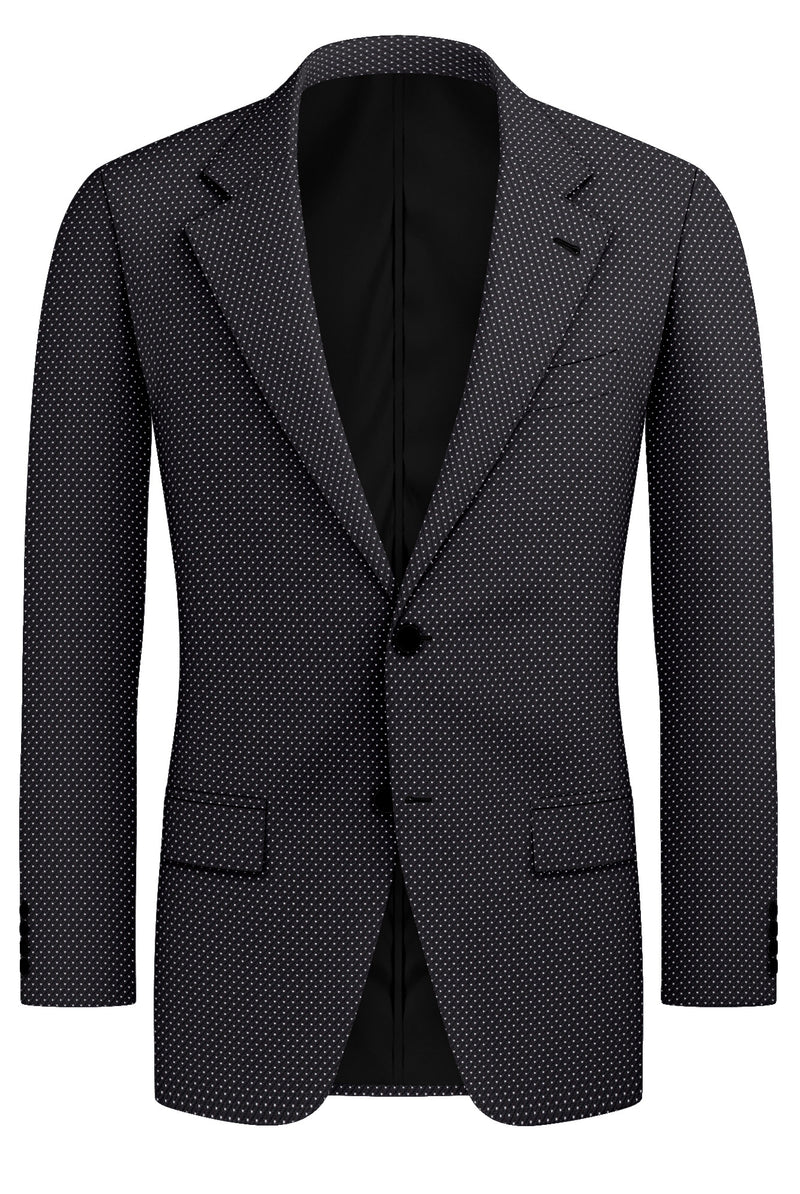 Image of a Black & White Worsted Pinpoint Merino Wool Blazers Fabric