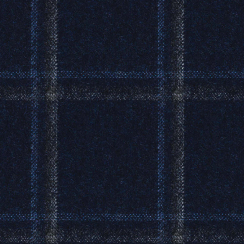 Image of a Blue & Grey Flannel Checks Merino Wool Suiting Fabric