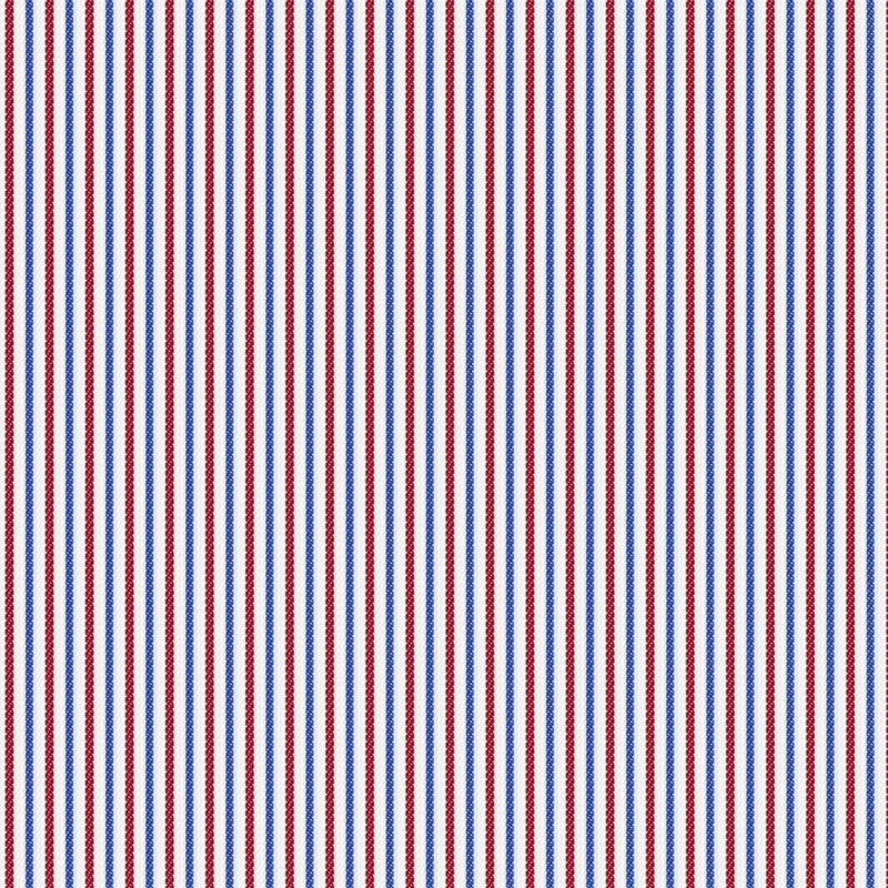 Image of a Blue & Red Poplin Stripes Giza Cotton Shirting Fabric