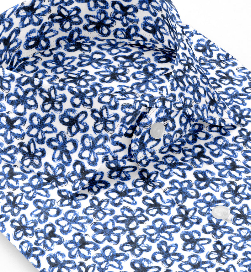 Image of a Blue & White Oxford Prints Linen Shirting Fabric