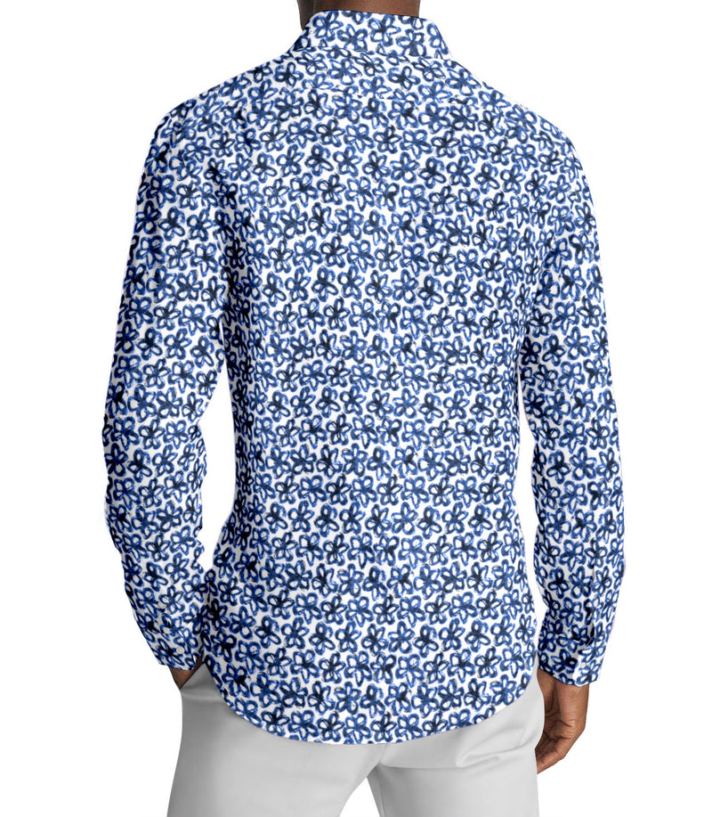 Image of a Blue & White Oxford Prints Linen Shirting Fabric