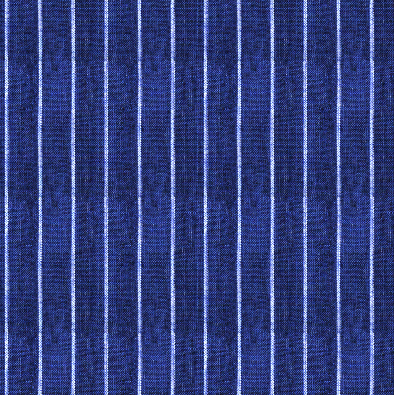 Image of a Blue & White Oxford Stripes Cotton Linen Blend Shirting Fabric