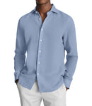 Image of a Blue & White Poplin Prints Giza Cotton Shirting Fabric