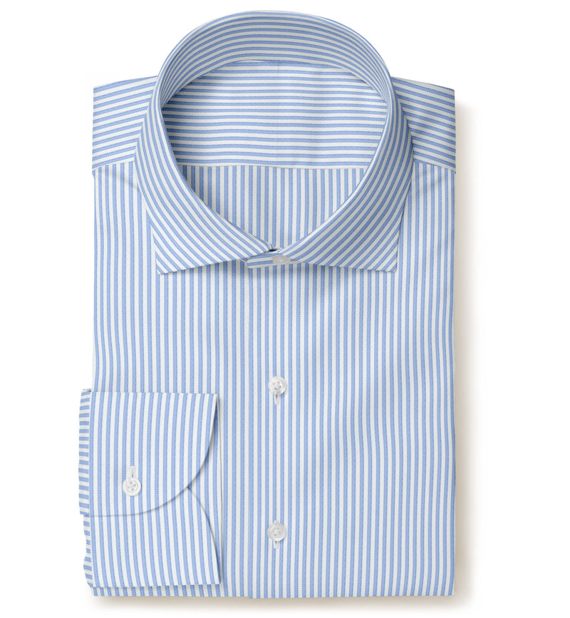 Image of a Blue & White Twill Stripes Giza Cotton Shirting Fabric