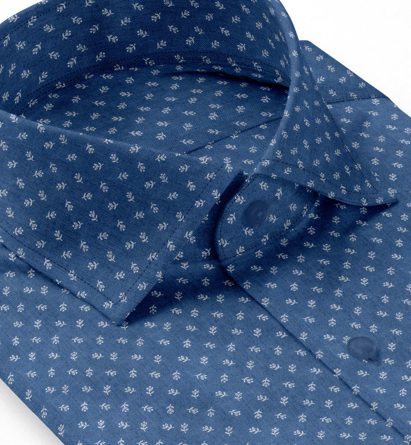 Image of a Blue Oxford Prints Linen Shirting Fabric