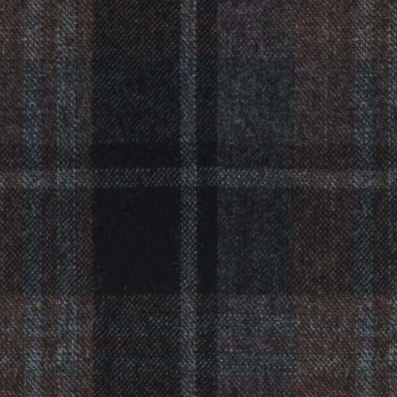 Image of a Brown & Navy-Blue Flannel Checks Merino Wool Blazers Fabric