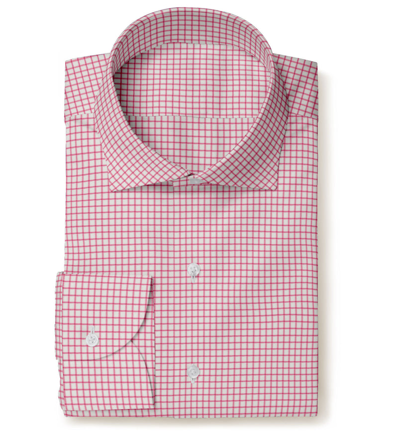 Image of a Pink & White Twill Checks Giza Cotton Shirting Fabric