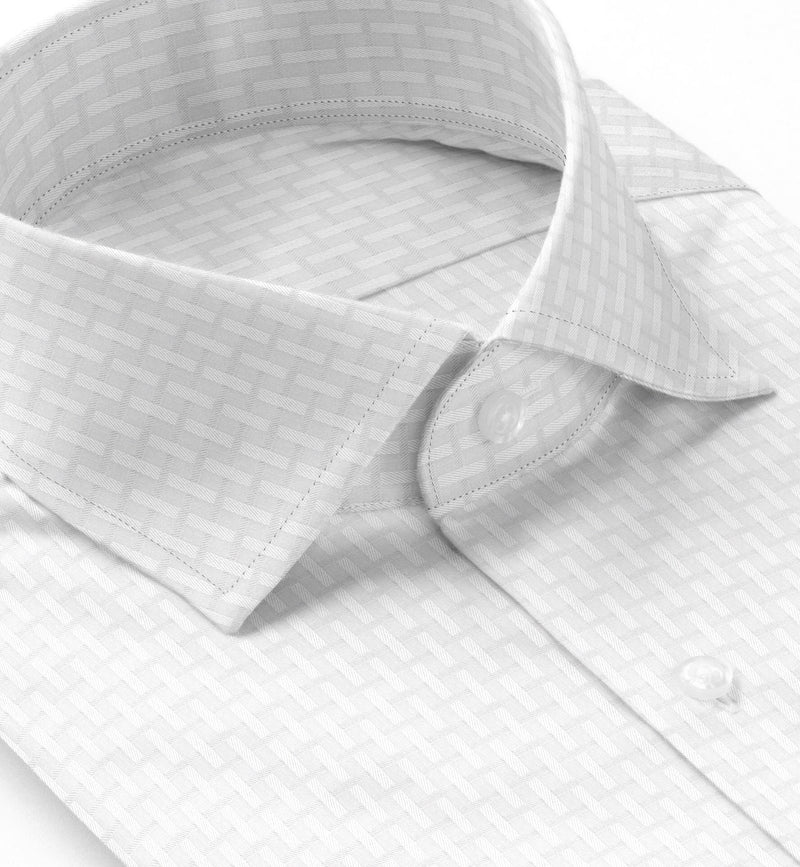 Image of a White Dobby Checks Giza Cotton Shirting Fabric