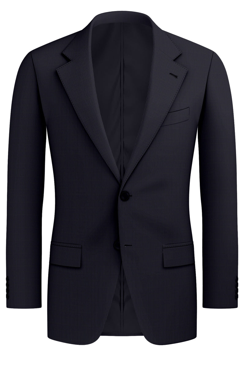 Image of a Black & White Worsted Stripes Merino Wool Blazers Fabric