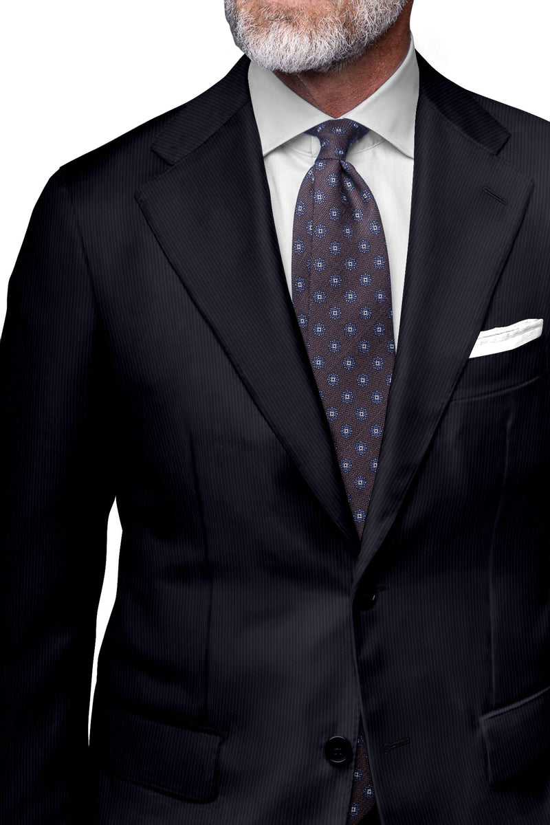 Image of a Black & White Worsted Stripes Merino Wool Blazers Fabric