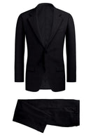 Image of a Black & White Worsted Stripes Merino Wool Suiting Fabric