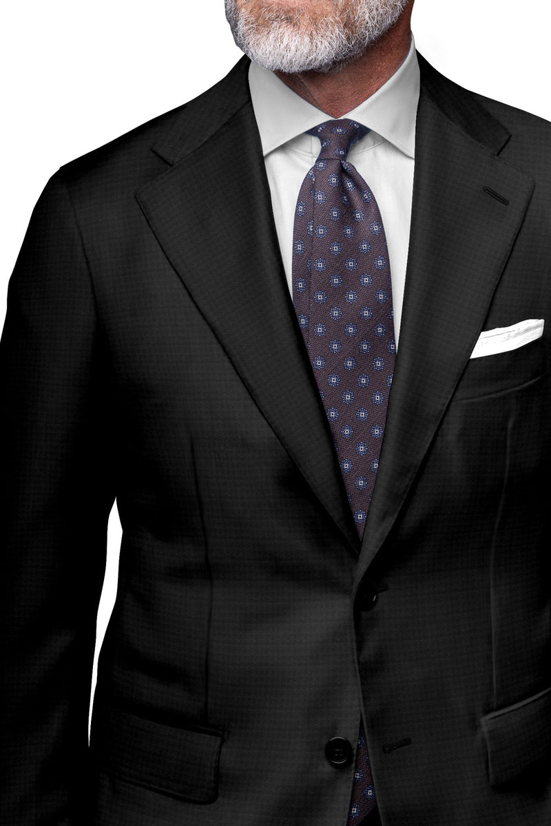 Image of a Black Worsted Houndstooth Merino Wool Blazers Fabric