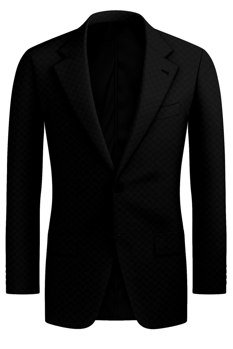 Image of a Black Worsted Micropattern Merino Wool Blazers Fabric