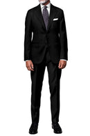 Image of a Black Worsted Micropattern Merino Wool Blazers Fabric