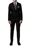 Image of a Black Worsted Micropattern Merino Wool Pants Fabric