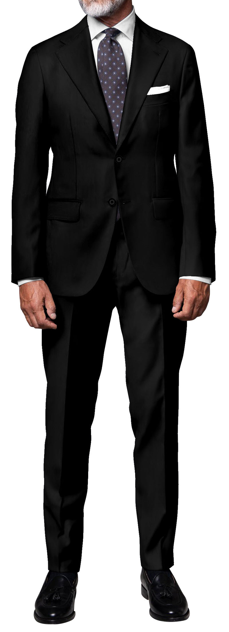 Image of a Black Worsted Micropattern Merino Wool Pants Fabric