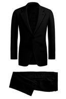 Image of a Black Worsted Micropattern Merino Wool Suiting Fabric