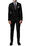 Image of a Black Worsted Micropattern Merino Wool Suiting Fabric