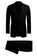 Image of a Black Worsted Micropattern Merino Wool Suiting Fabric