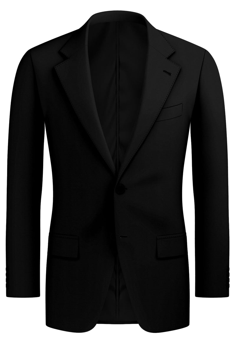 Image of a Black Worsted Solids Merino Wool Blazers Fabric