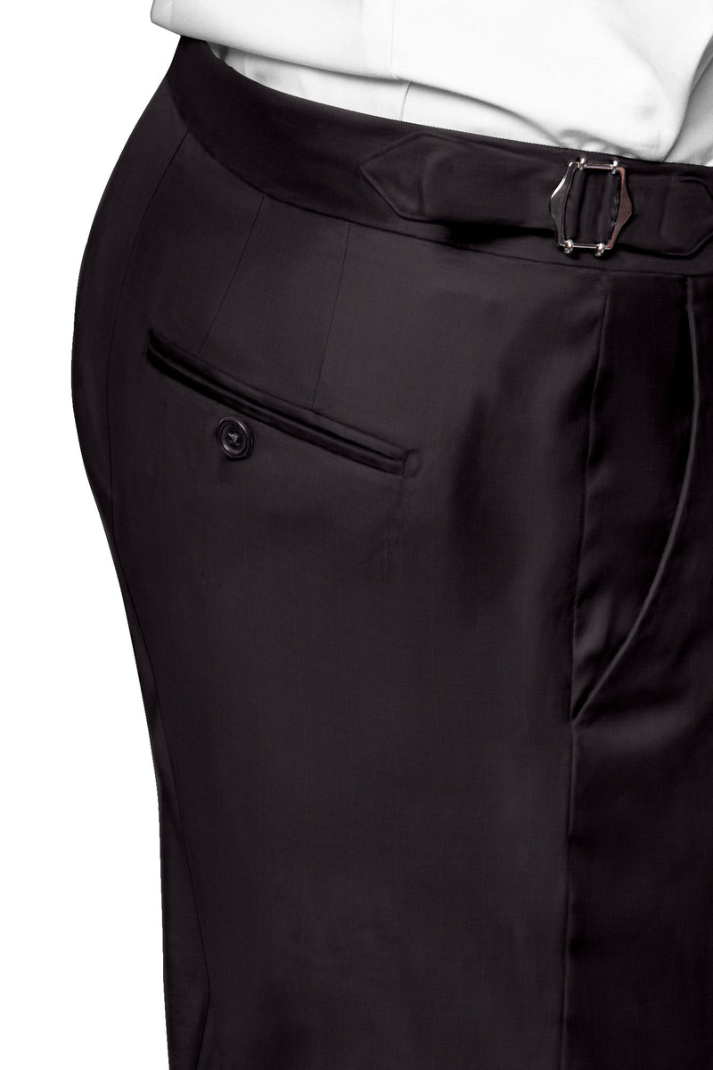 Image of a Black Worsted Solids Merino Wool Pants Fabric