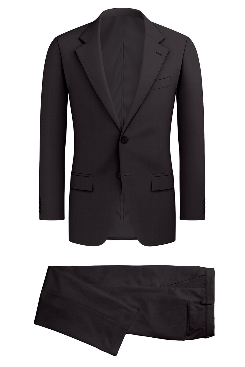Image of a Black Worsted Solids Merino Wool Suiting Fabric
