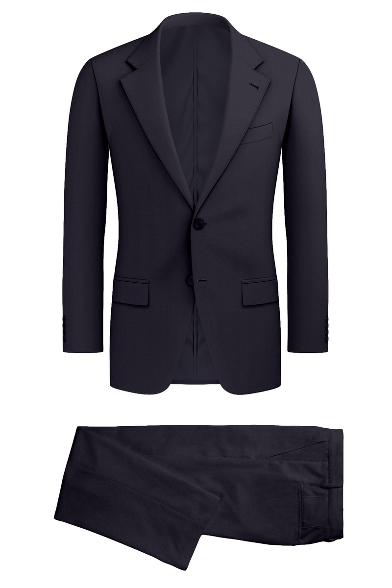 Image of a Black Worsted Solids Merino Wool Suiting Fabric
