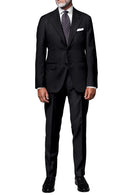 Image of a Black Worsted Stripes Merino Wool Suiting Fabric