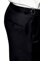 Image of a Black Worsted Twill Merino Wool Suiting Fabric