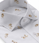 Image of a Blue & Brown Poplin Prints Giza Cotton Shirting Fabric