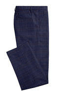 Image of a Blue & Brown Worsted Checks Merino Wool Pants Fabric