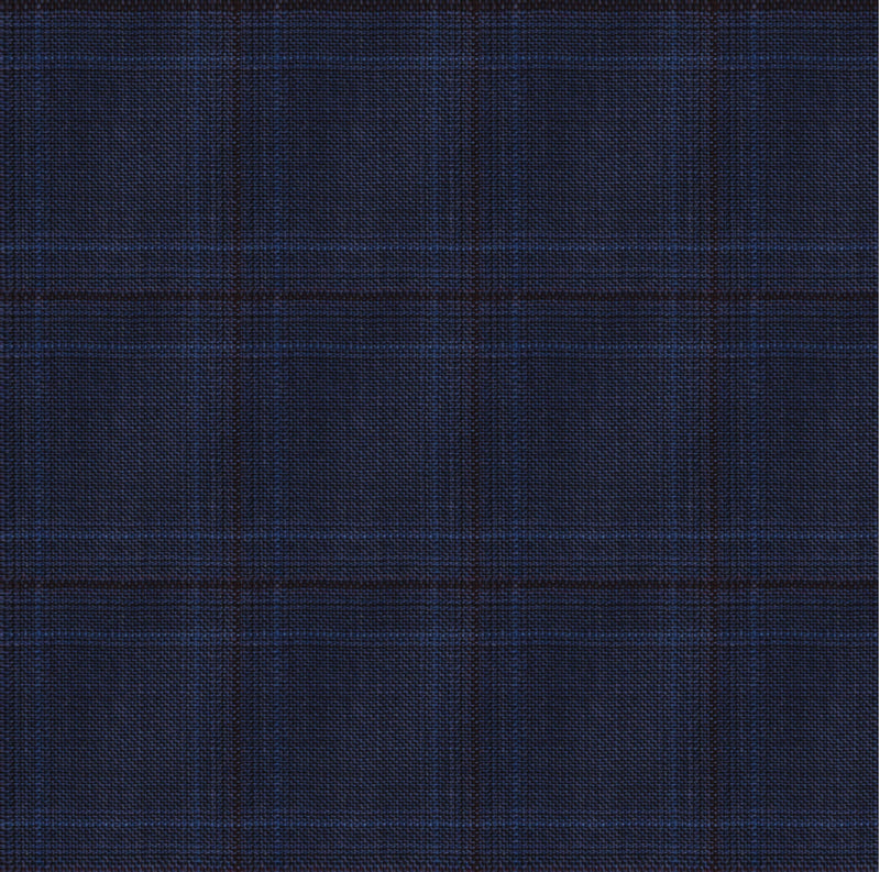 Image of a Blue & Burgundy Worsted Checks Merino Wool Blazers Fabric