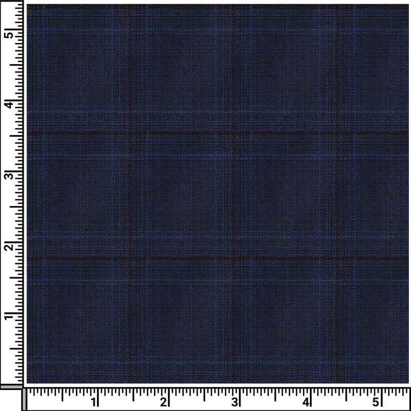 Image of a Blue & Burgundy Worsted Checks Merino Wool Blazers Fabric