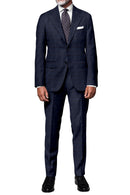 Image of a Blue & Burgundy Worsted Checks Merino Wool Blazers Fabric