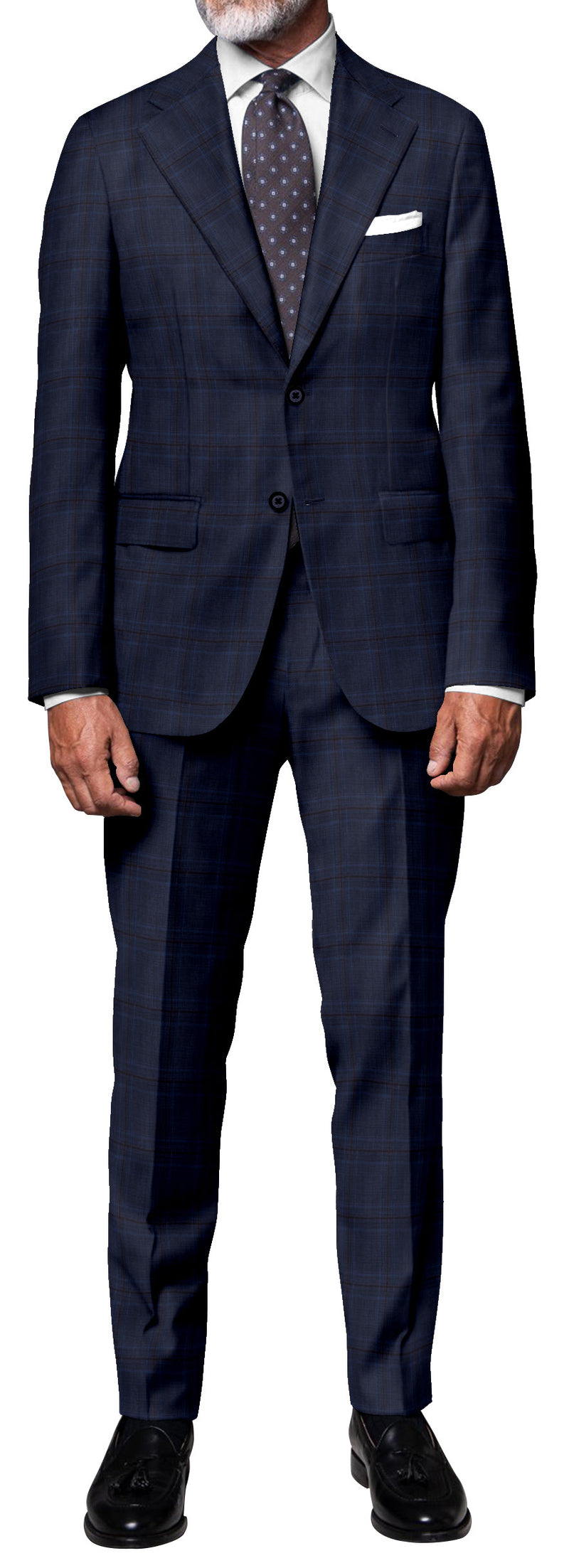 Image of a Blue & Burgundy Worsted Checks Merino Wool Blazers Fabric