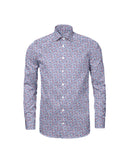 Image of a Blue & Maroon Poplin Prints Giza Cotton Shirting Fabric