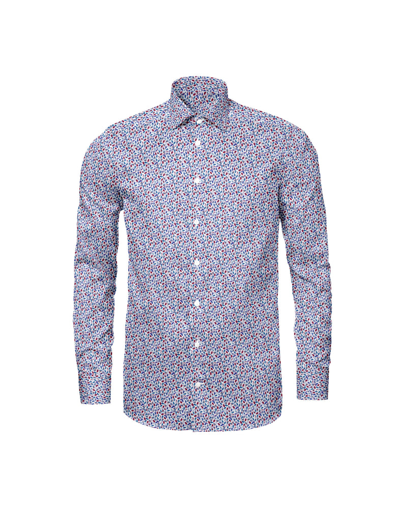 Image of a Blue & Maroon Poplin Prints Giza Cotton Shirting Fabric