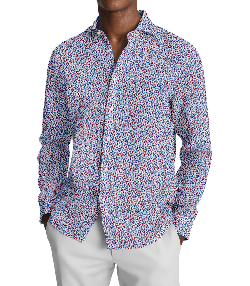 Image of a Blue & Maroon Poplin Prints Giza Cotton Shirting Fabric