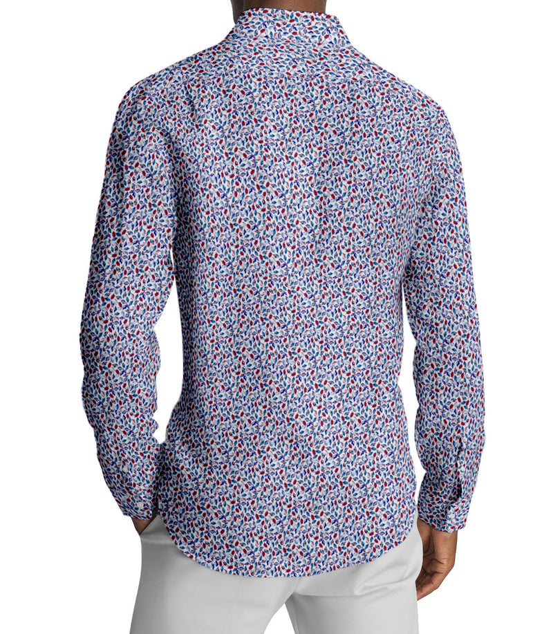 Image of a Blue & Maroon Poplin Prints Giza Cotton Shirting Fabric