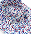 Image of a Blue & Maroon Poplin Prints Giza Cotton Shirting Fabric