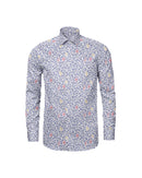 Image of a Blue & Orange Poplin Prints Giza Cotton Shirting Fabric