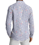 Image of a Blue & Orange Poplin Prints Giza Cotton Shirting Fabric