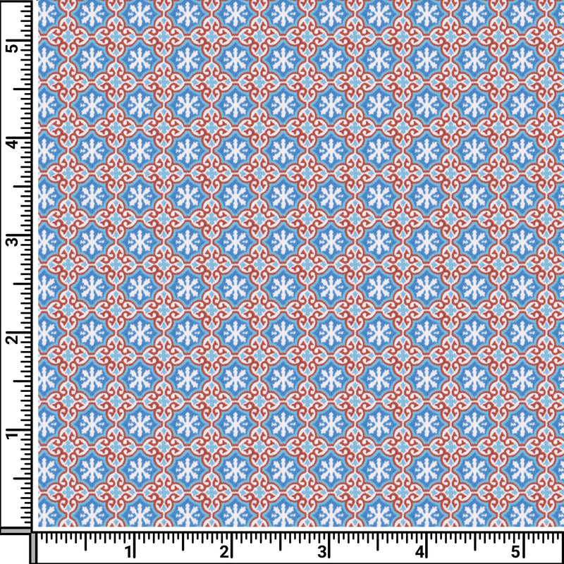 Image of a Blue & Orange Satin Prints Giza Cotton Shirting Fabric