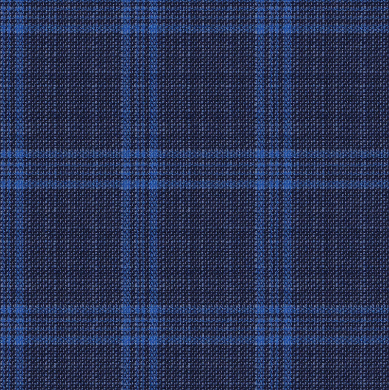 Image of a Blue & Sky-Blue Worsted Checks Merino Wool Pants Fabric