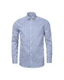 Image of a Blue & White Poplin Prints Giza Cotton Shirting Fabric