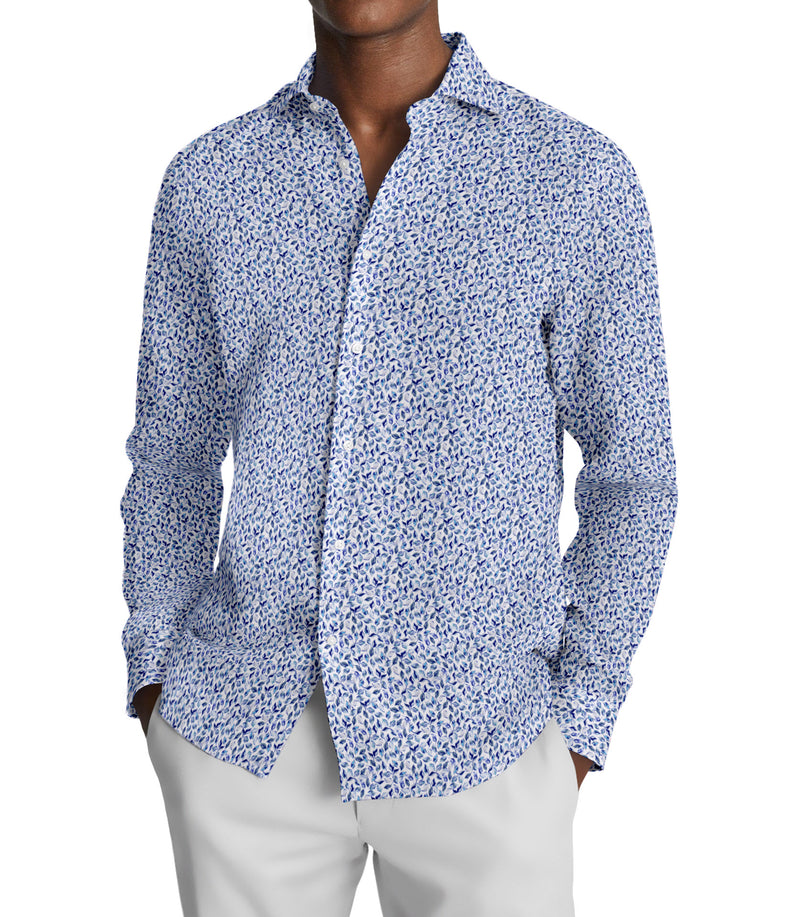 Image of a Blue & White Poplin Prints Giza Cotton Shirting Fabric