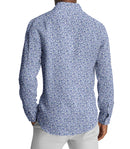 Image of a Blue & White Poplin Prints Giza Cotton Shirting Fabric