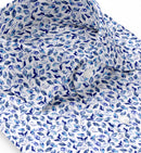 Image of a Blue & White Poplin Prints Giza Cotton Shirting Fabric